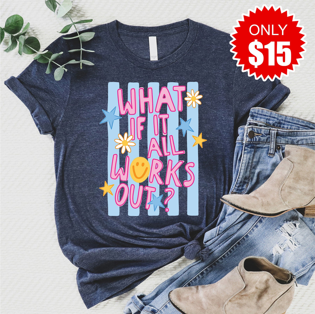All Works Out Tee - Heather Navy - 15 product image 1