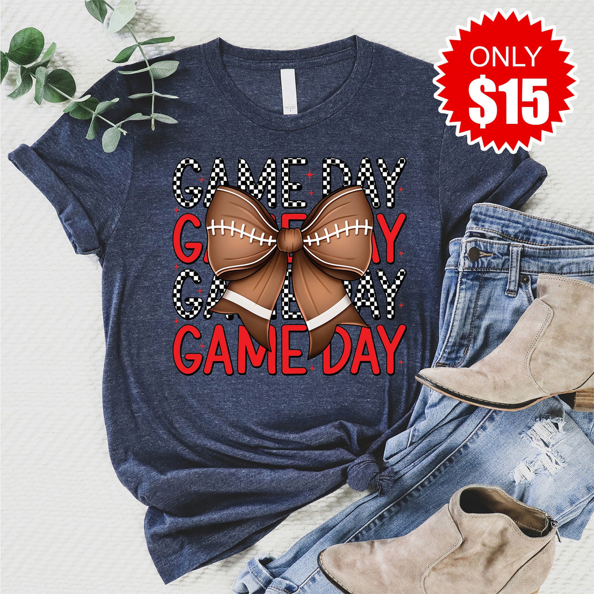Game Day Bow Tee - Heather Navy - 15 product image 1