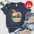 Teacher Apple Tee - Heather Navy - 15 product image 1