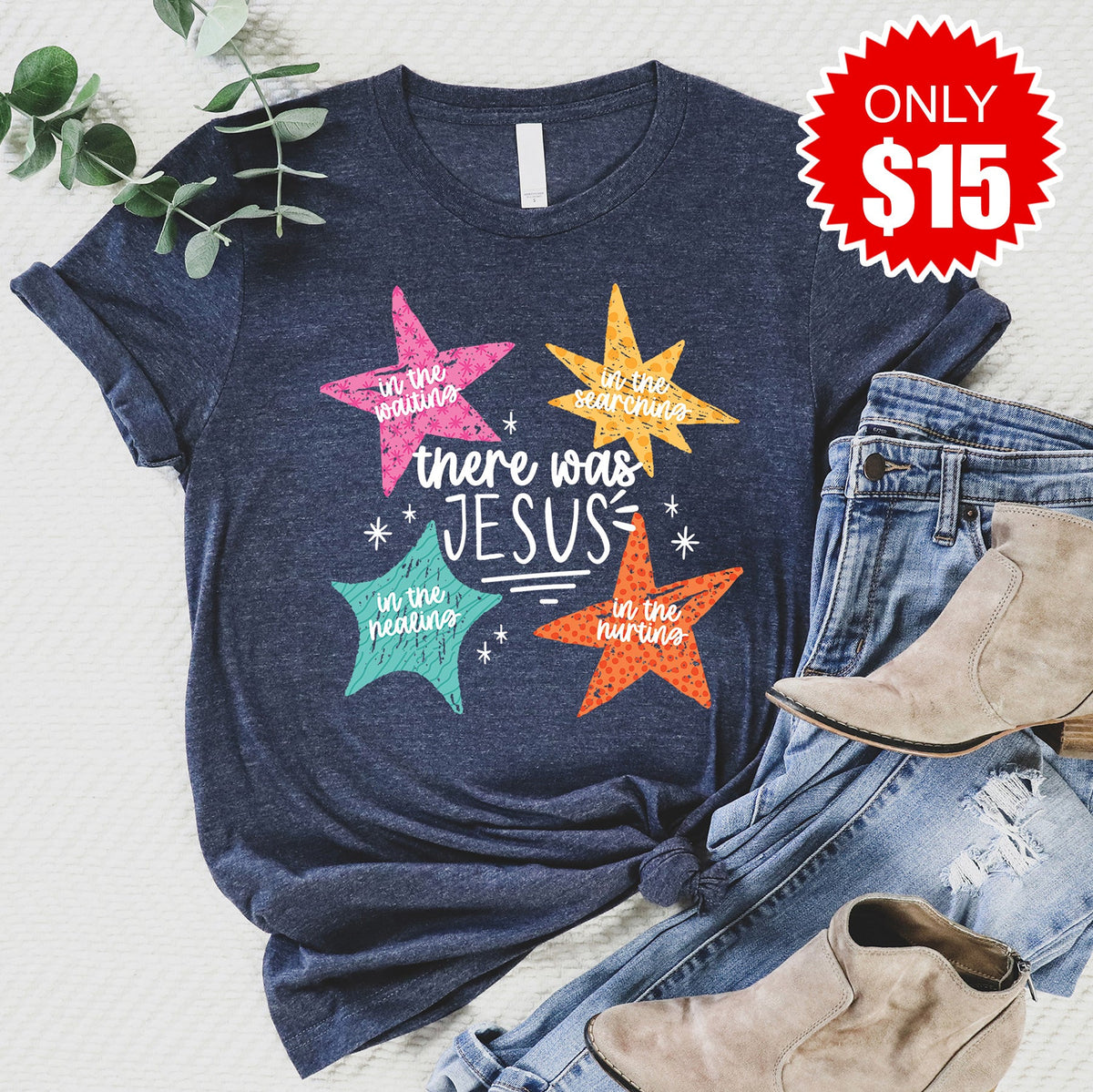 There Was Jesus Tee - Heather Navy - 15 product image 1