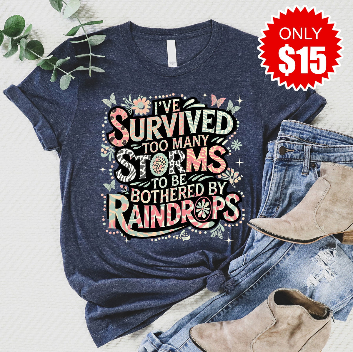 Too Many Storms Tee - Heather Navy - 15 product image 1