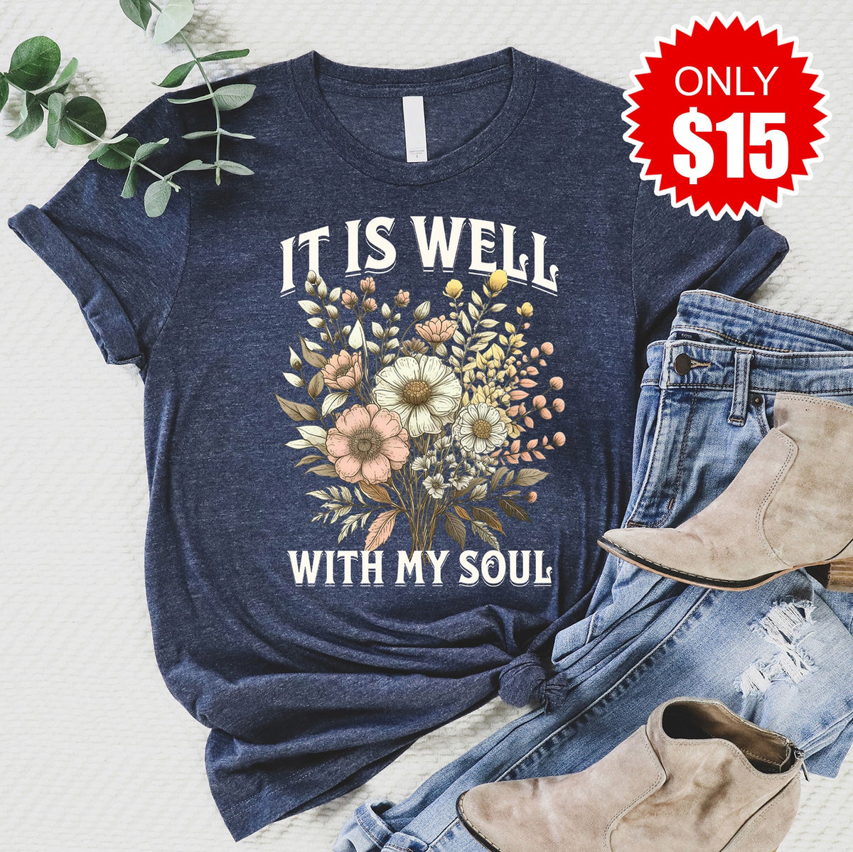 It Is Well Tee - Heather Navy - 15 product image 1
