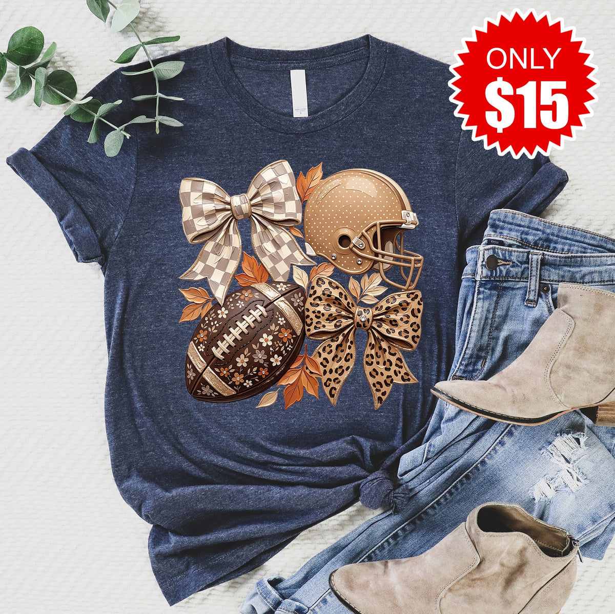Football Tee - Heather Navy - 15 product image 1