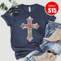 Stained Glass Cross Tee - Heather Navy - 15 product image 1