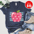 Teacher Apple V-Neck - Heather Navy - 15