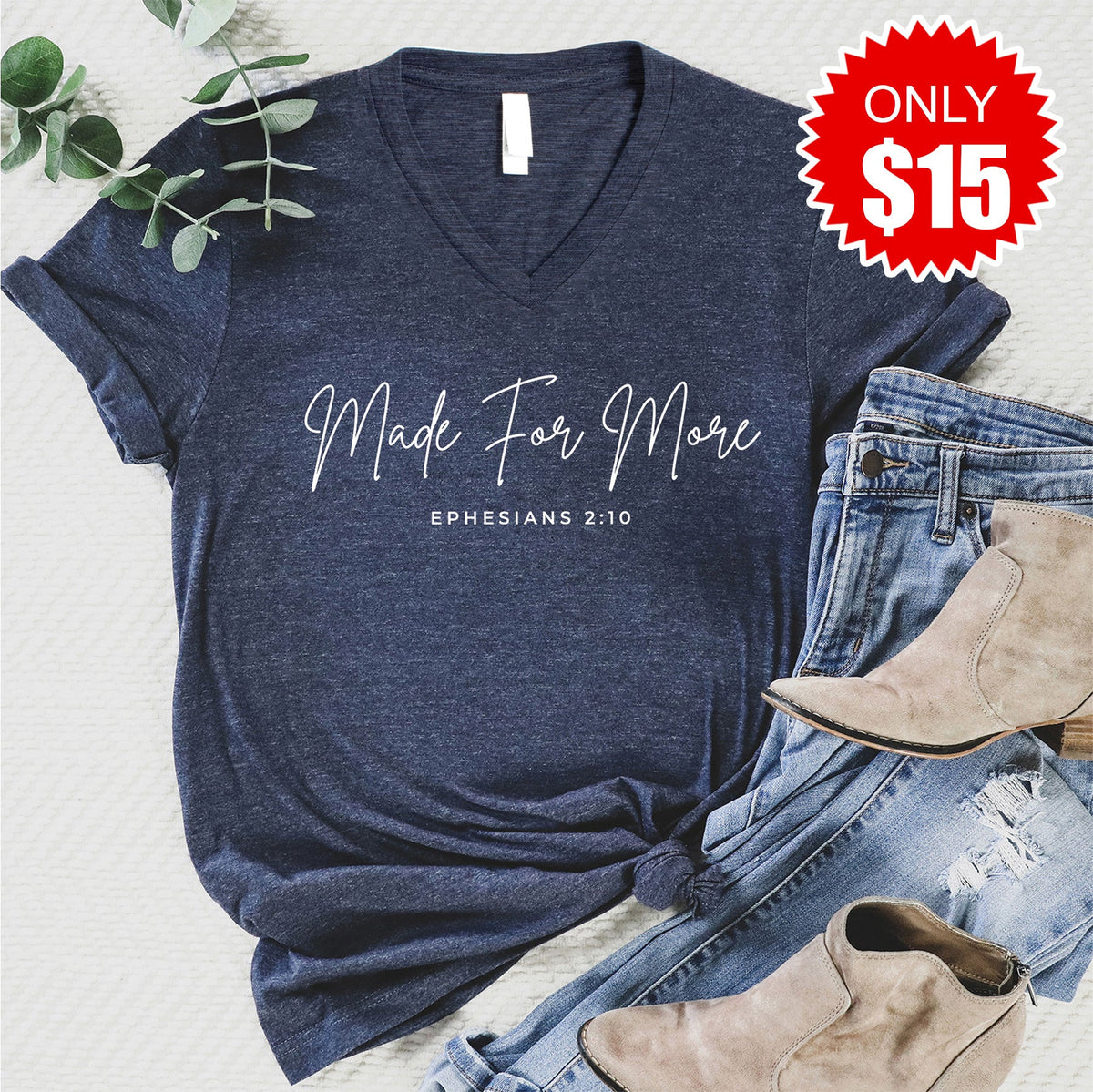 Made for More V-Neck - Heather Navy - 15