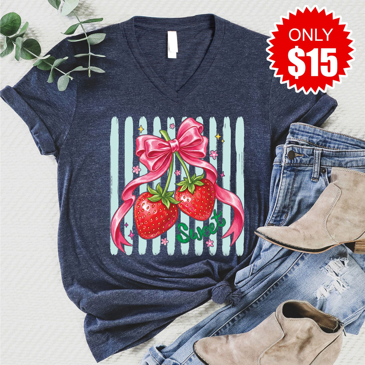 Sweet V-Neck - Heather Navy - 15