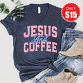 Jesus And Coffee V-Neck - Heather Navy - 15