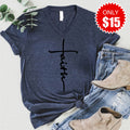 Faith Cross V-Neck - Heather Navy - 15