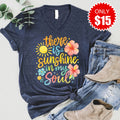 Sunshine In My Soul V-Neck - Heather Navy - 15
