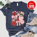 Strawberries V-Neck - Heather Navy - 15