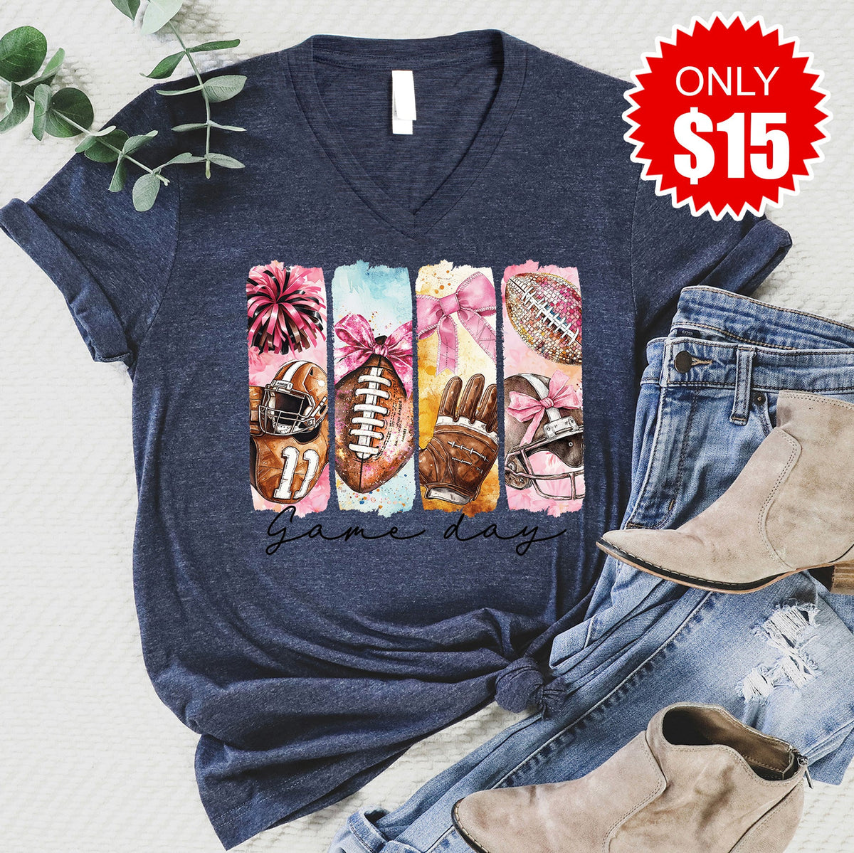 Game Day V-Neck - Heather Navy - 15