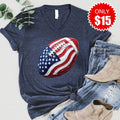 Football Flag V-Neck - Heather Navy - 15