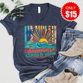 Happiness Comes In Waves V-Neck - Heather Navy - 15