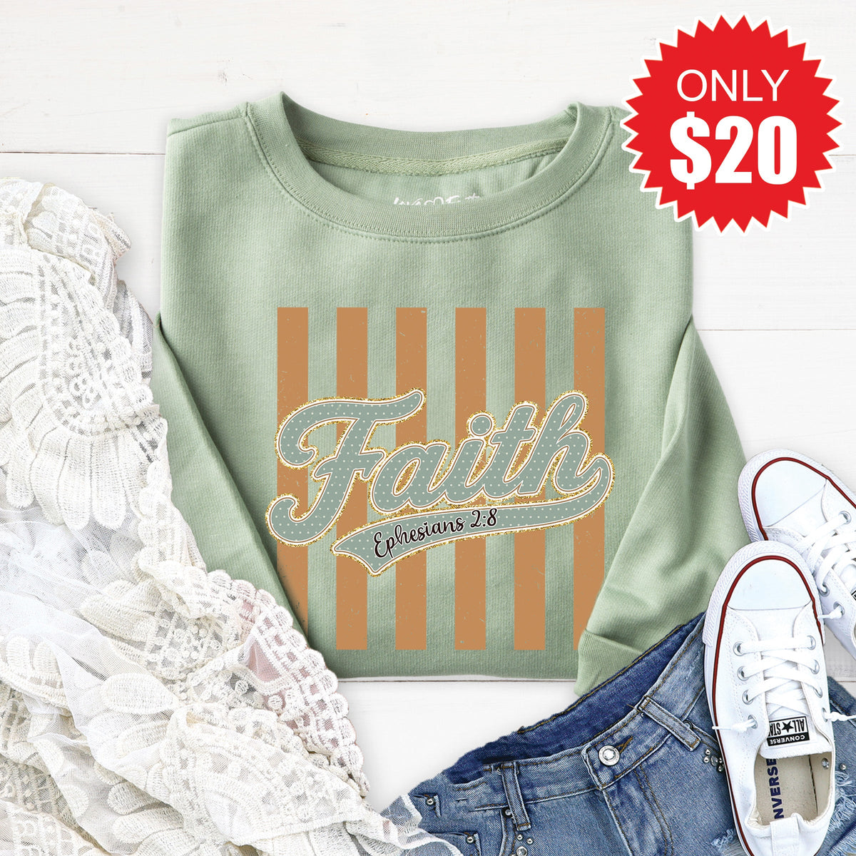 Faith Sweatshirt - Heather Sage - 20 product image 1