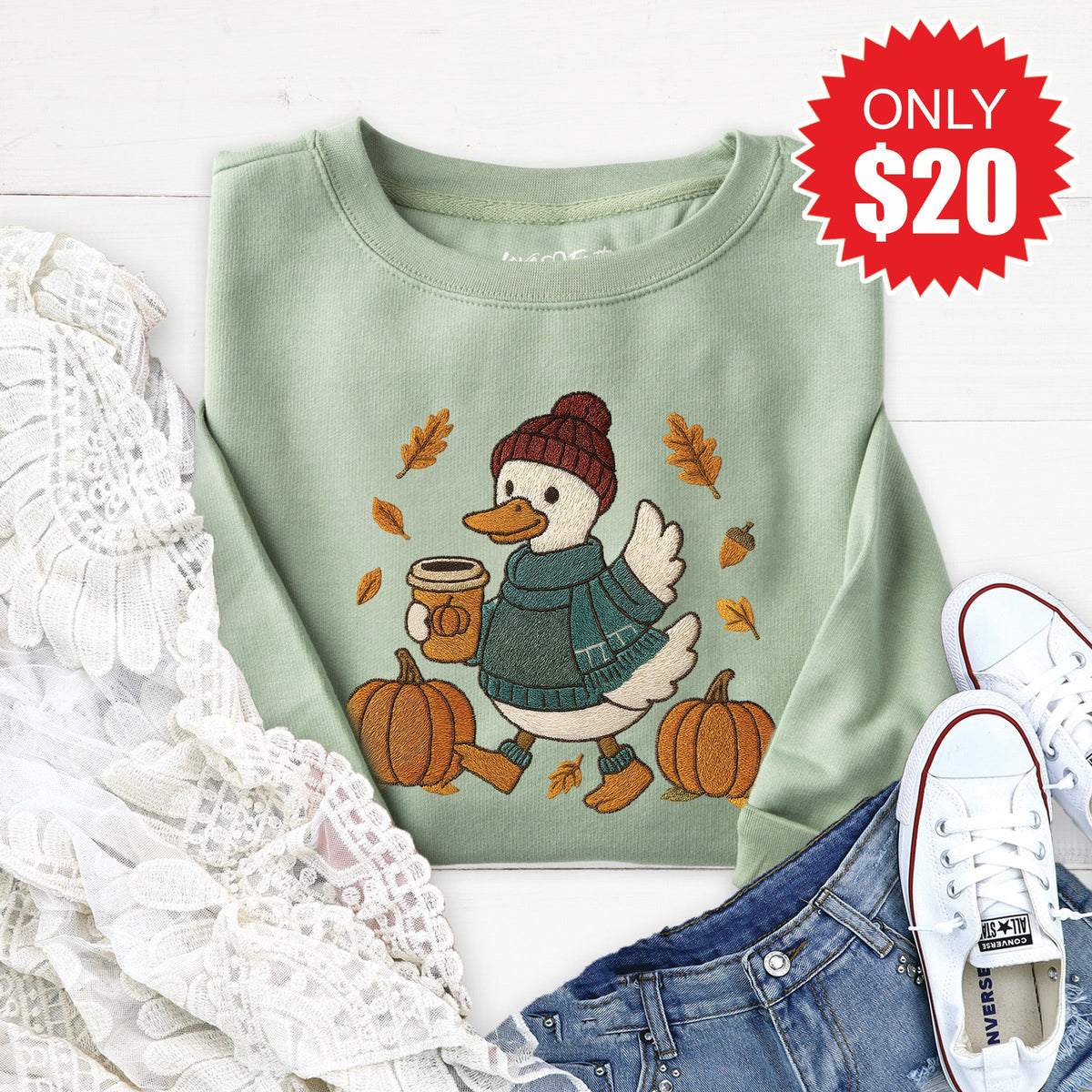 Bruh Its Fall Sweatshirt - Heather Sage - 20 product image 1