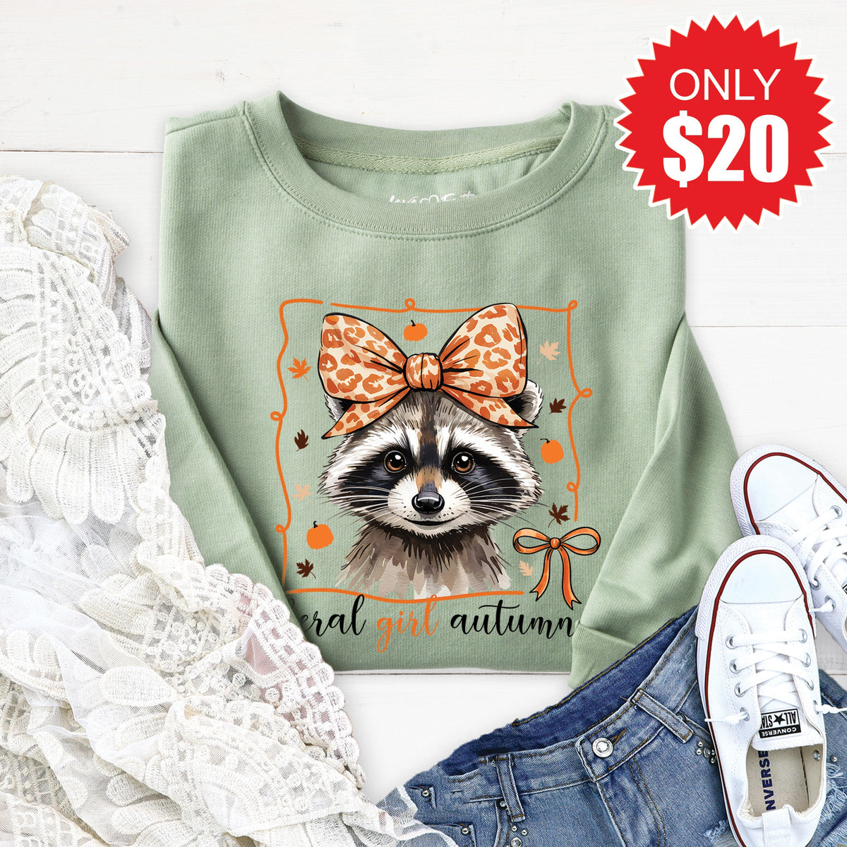 Feral Girl Autumn Sweatshirt - Heather Sage - 20 product image 1