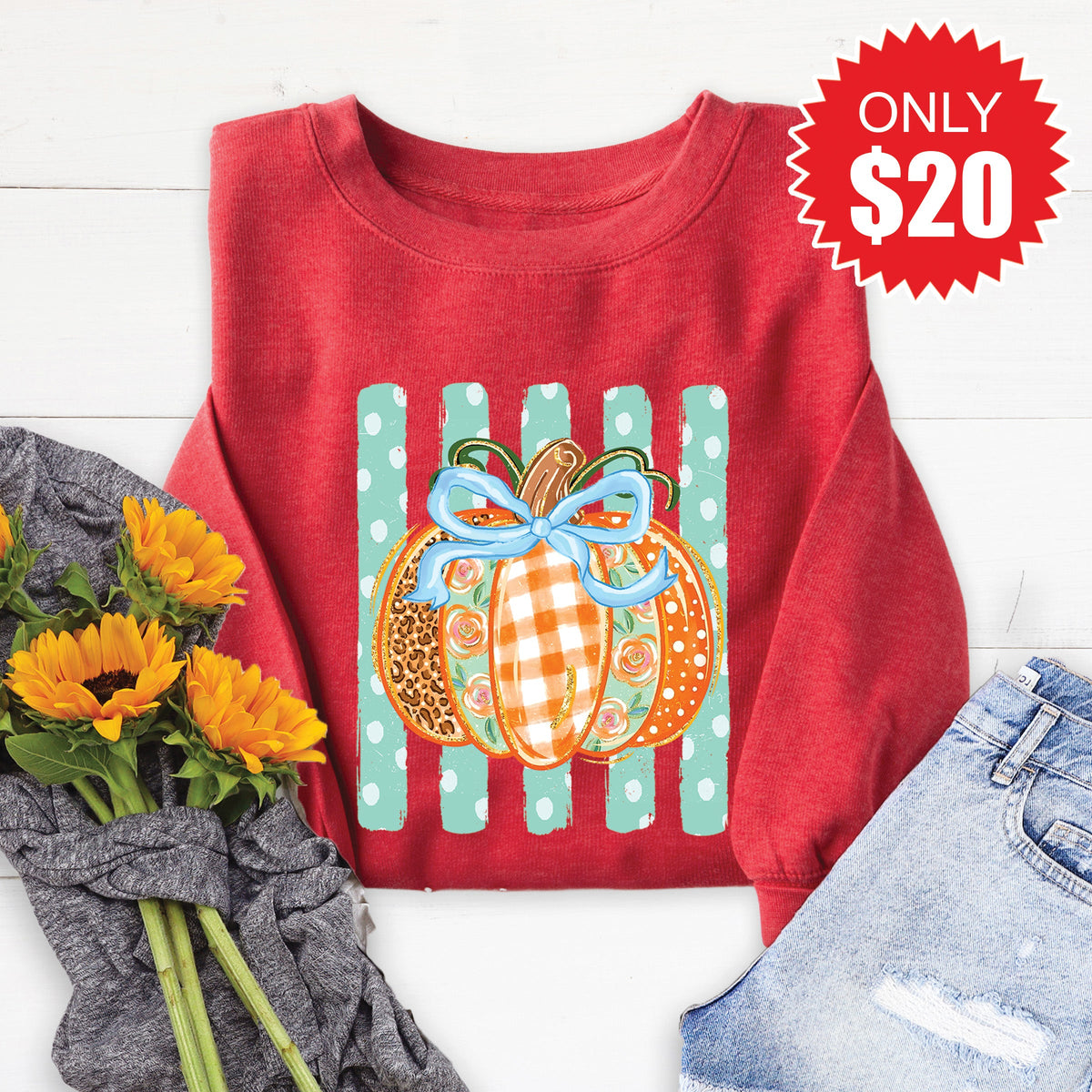 Pumpkin Sweatshirt - Heather Scarlet - 20 product image 1