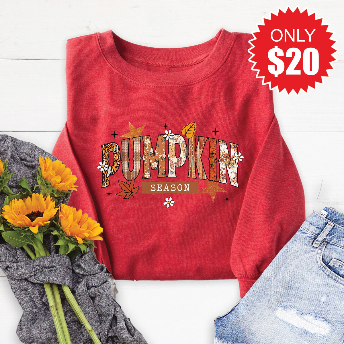 Pumpkin Season Sweatshirt - Heather Scarlet - 20 product image 1