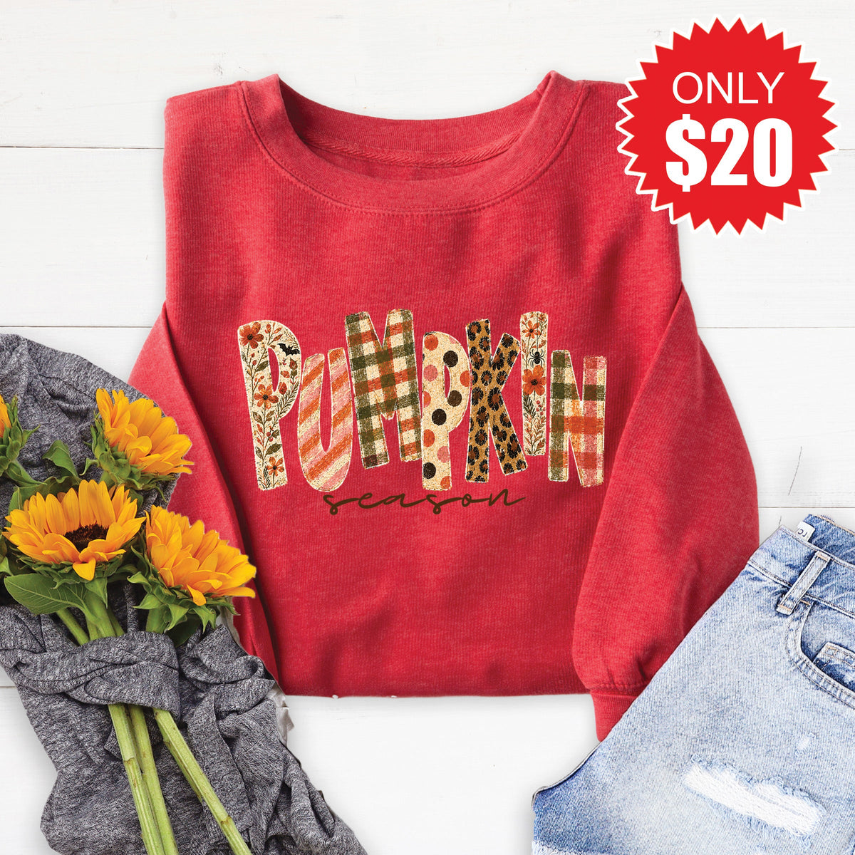 Pumpkin Season Sweatshirt - Heather Scarlet - 20 product image 1