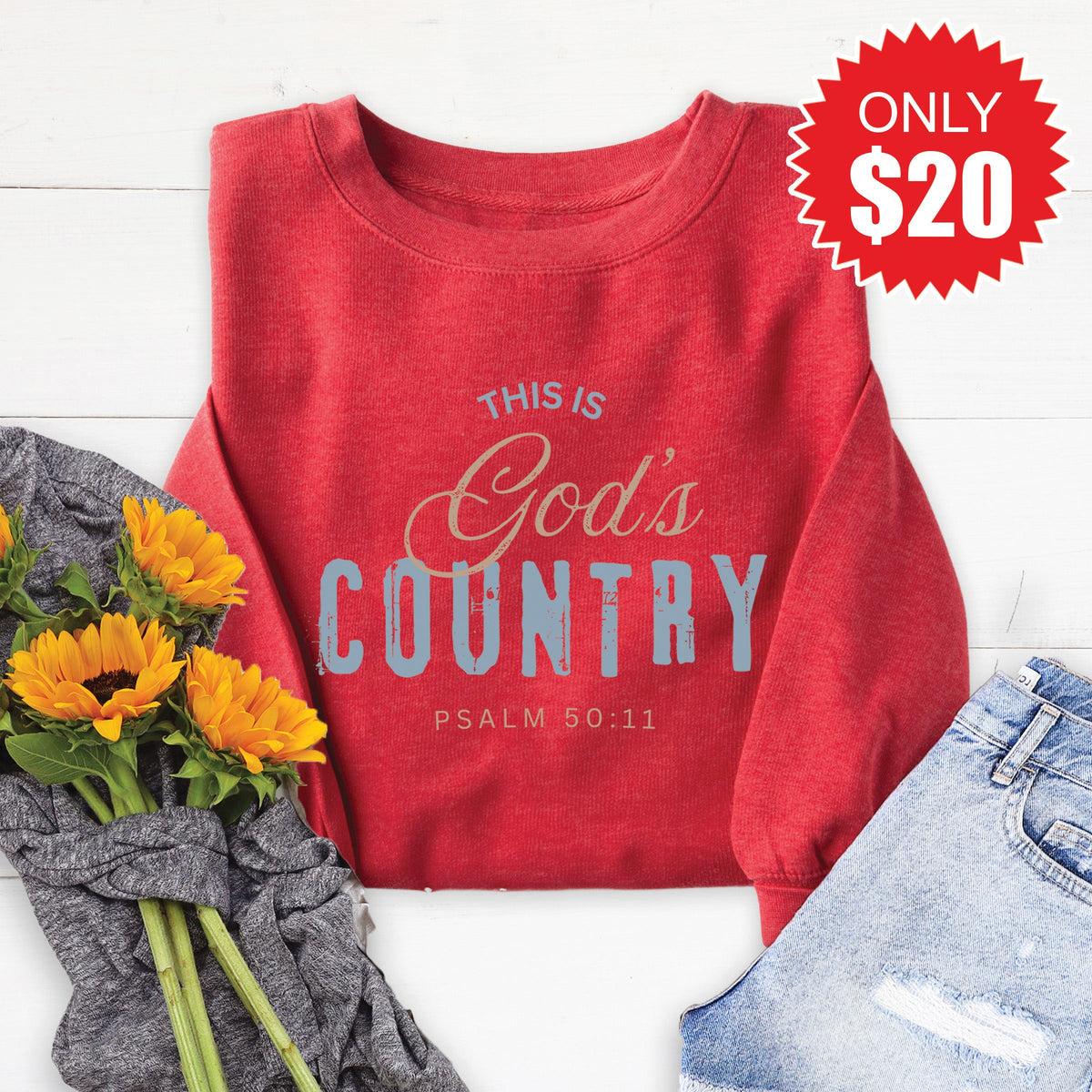 God's Country Sweatshirt - Heather Scarlet - 20 product image 1