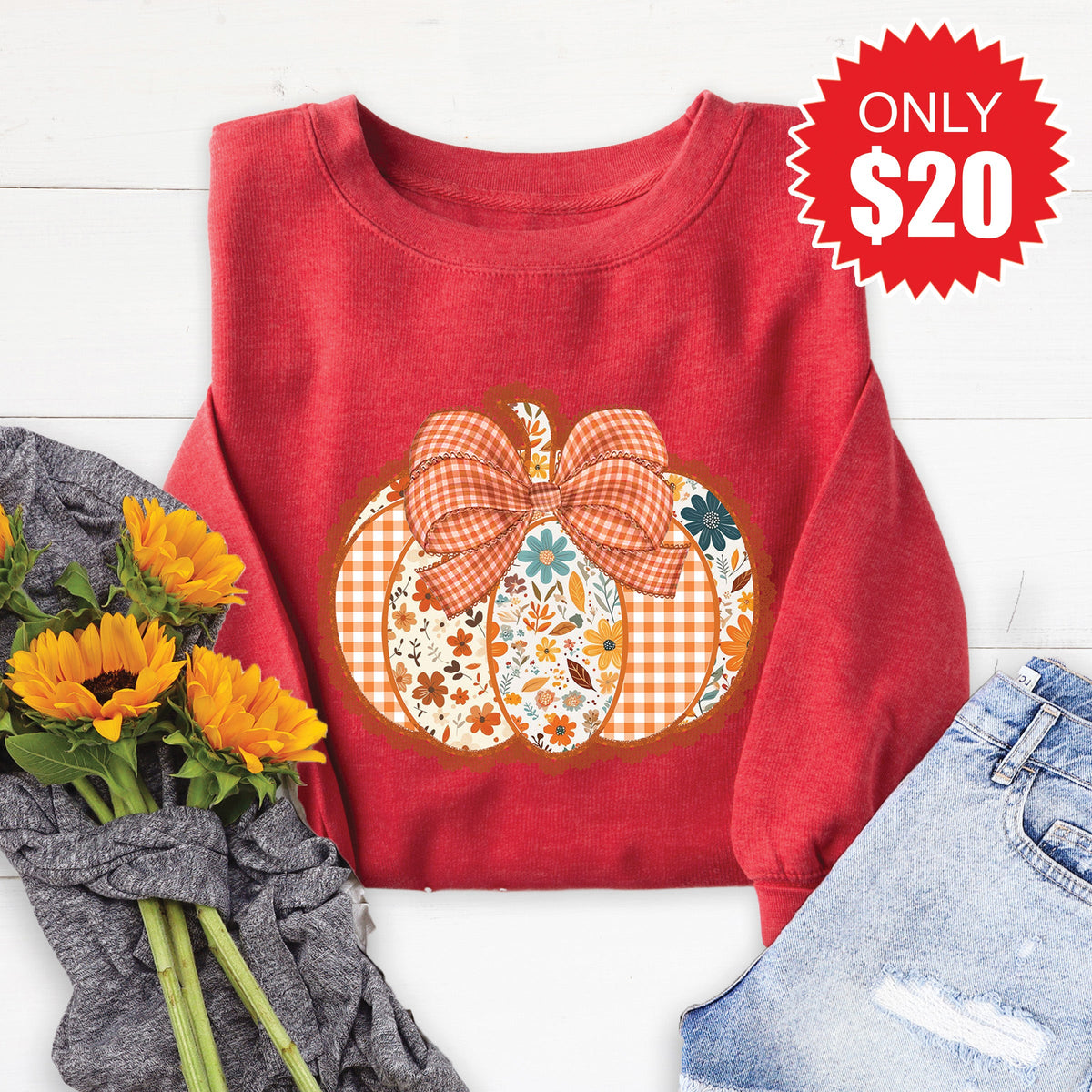 Pumpkin Sweatshirt - Heather Scarlet - 20 product image 1