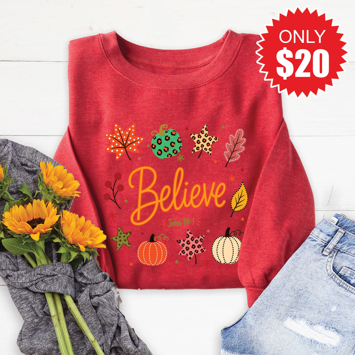 Believe Sweatshirt - Heather Scarlet - 20 product image 1