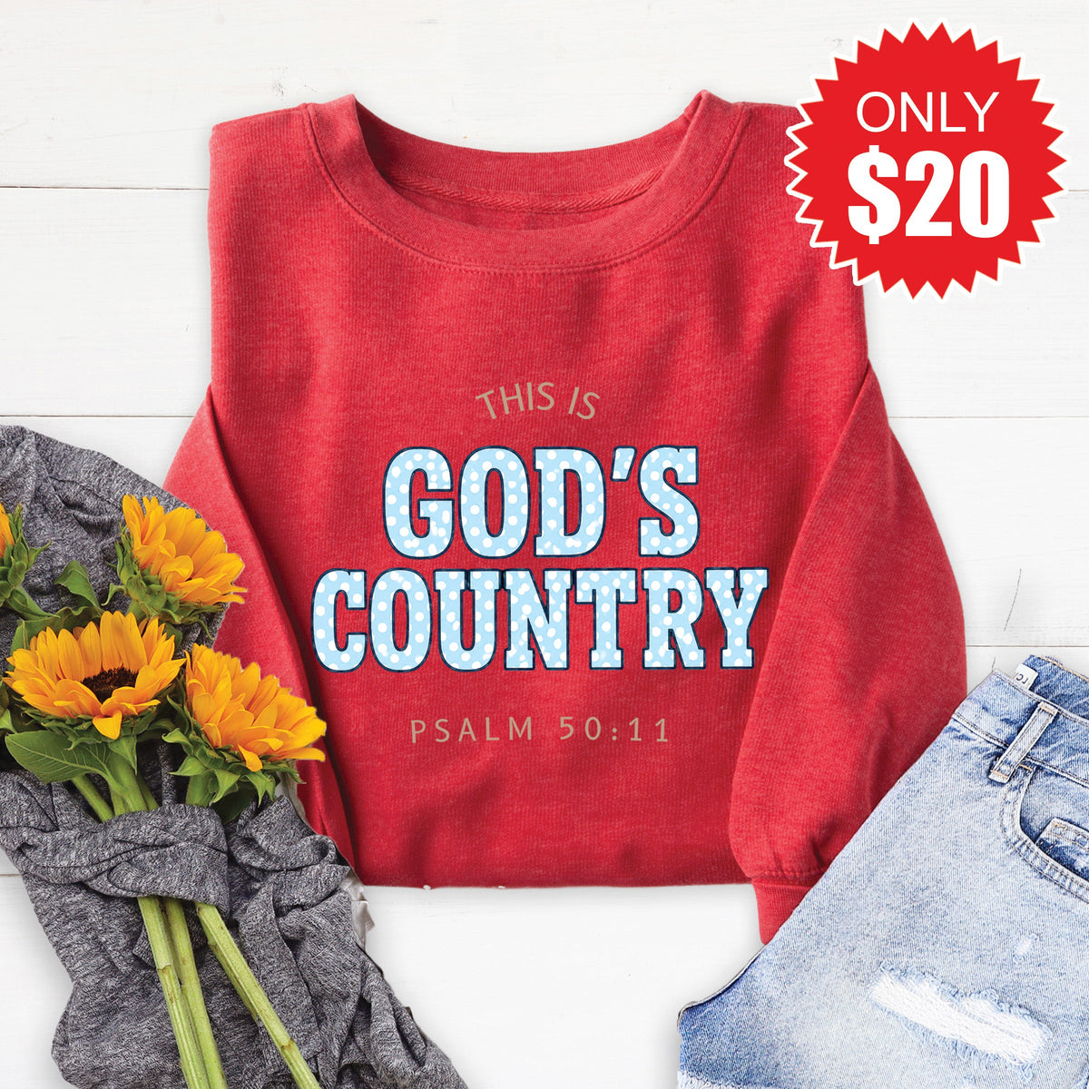 God's Country Sweatshirt - Heather Scarlet - 20 product image 1