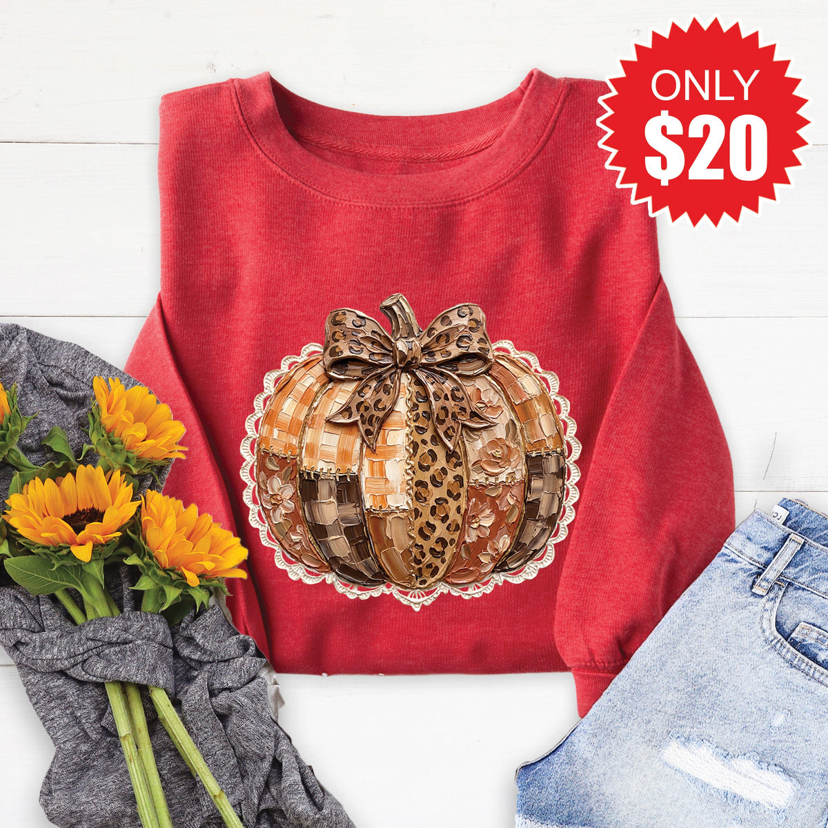 Pumpkin Sweatshirt - Heather Scarlet - 20 product image 1