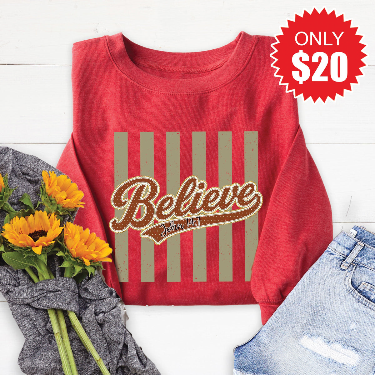 Believe Sweatshirt - Heather Scarlet - 20 product image 1