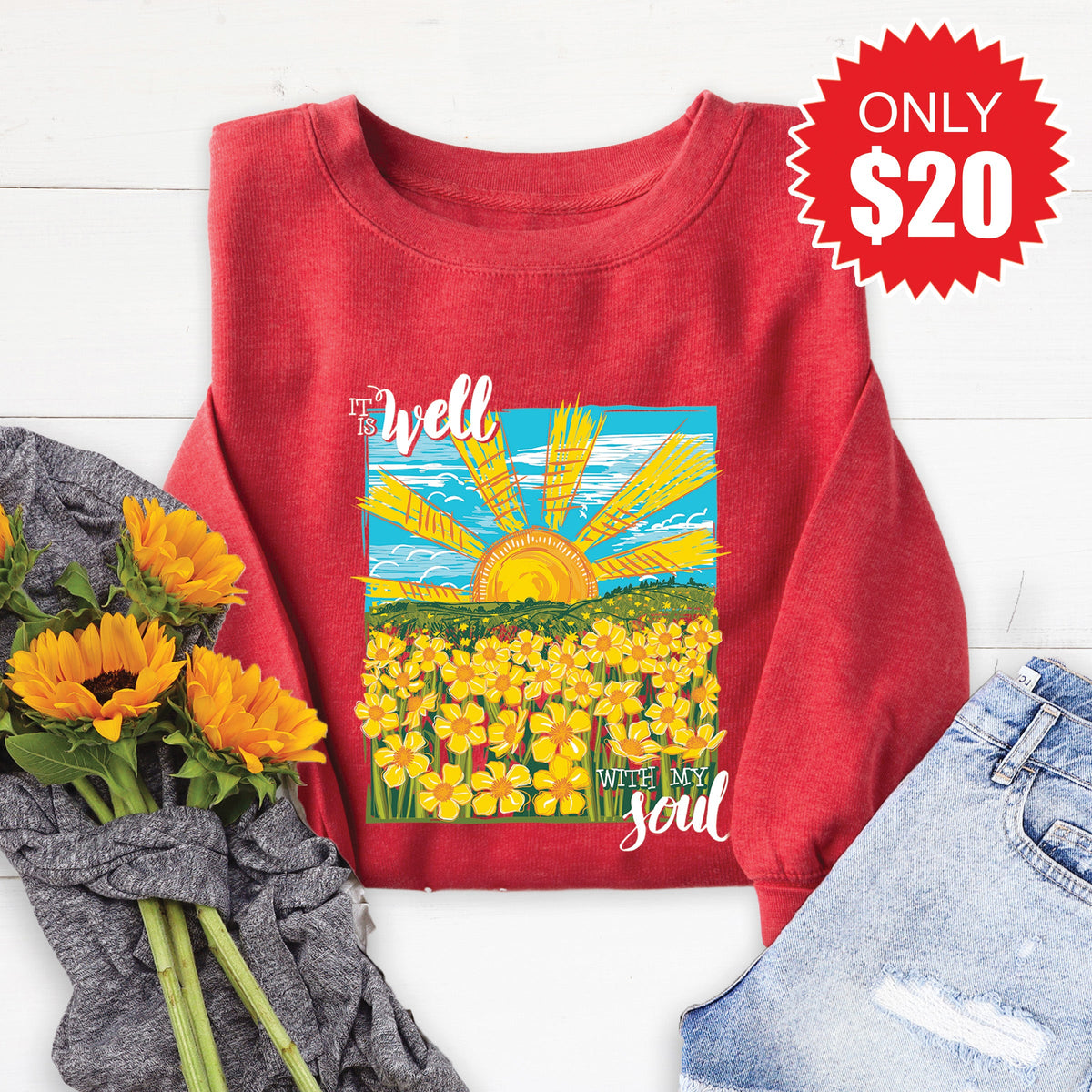 It Is Well Sweatshirt - Heather Scarlet - 20 product image 1
