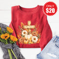 Cross And Pumpkins Sweatshirt - Heather Scarlet - 20 product image 1