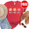 Faith Hope Love Flowers Tee - Heather Scarlet - 0