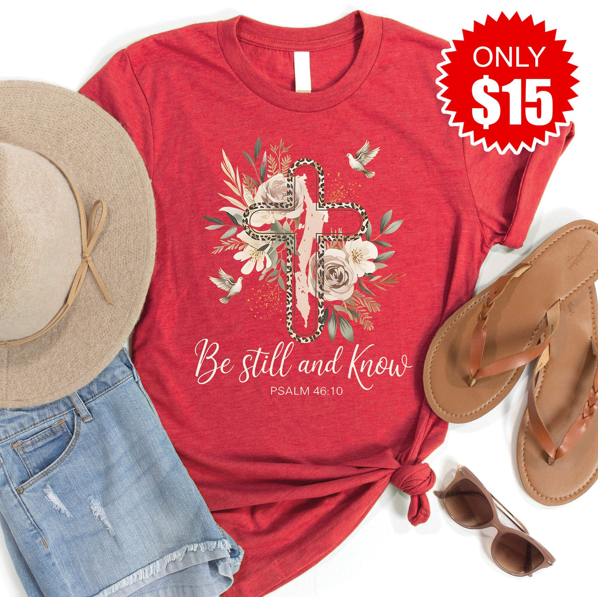 Be Still and Know Tee - Heather Scarlet - 15 product image 1