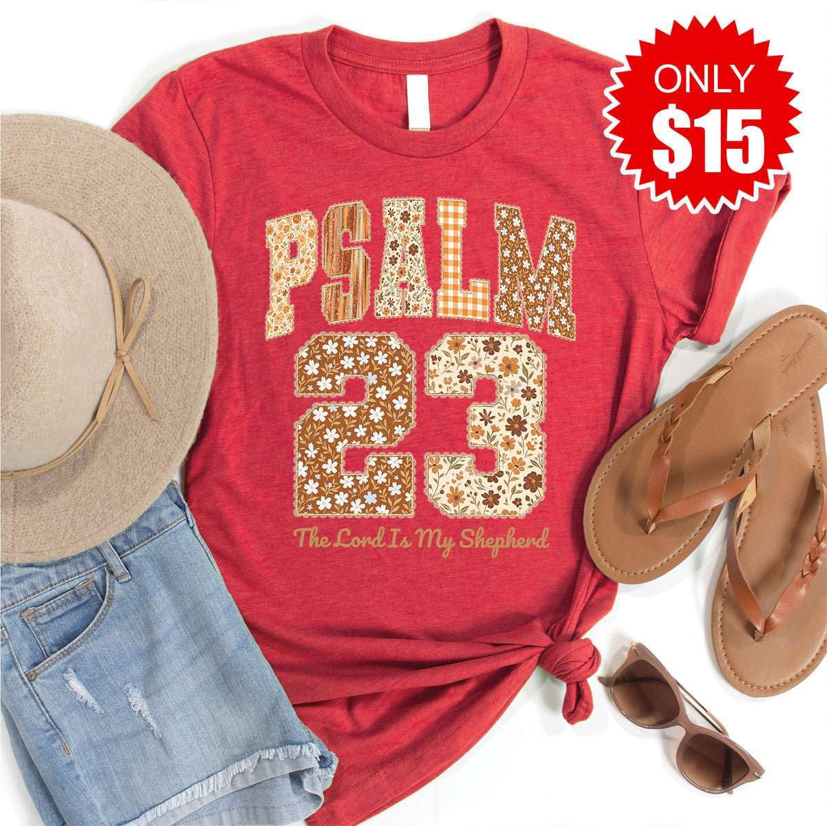 Psalm 23 Tee - Heather Scarlet - 15 product image 1