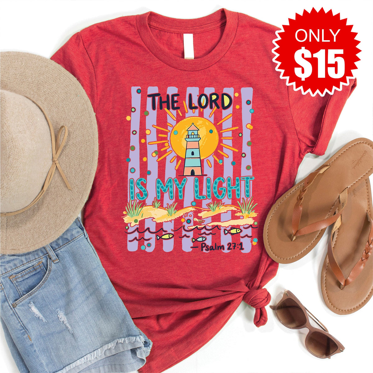 The Lord Is My Light Tee - Heather Scarlet - 15 product image 1