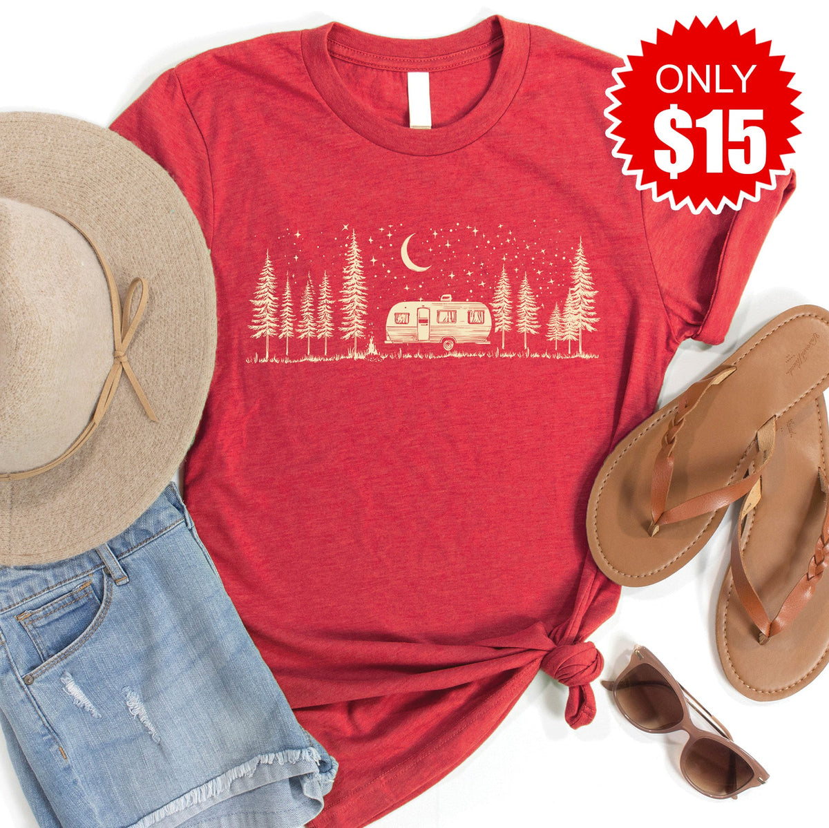 Camping Life Tee - Heather Scarlet - 15 product image 1
