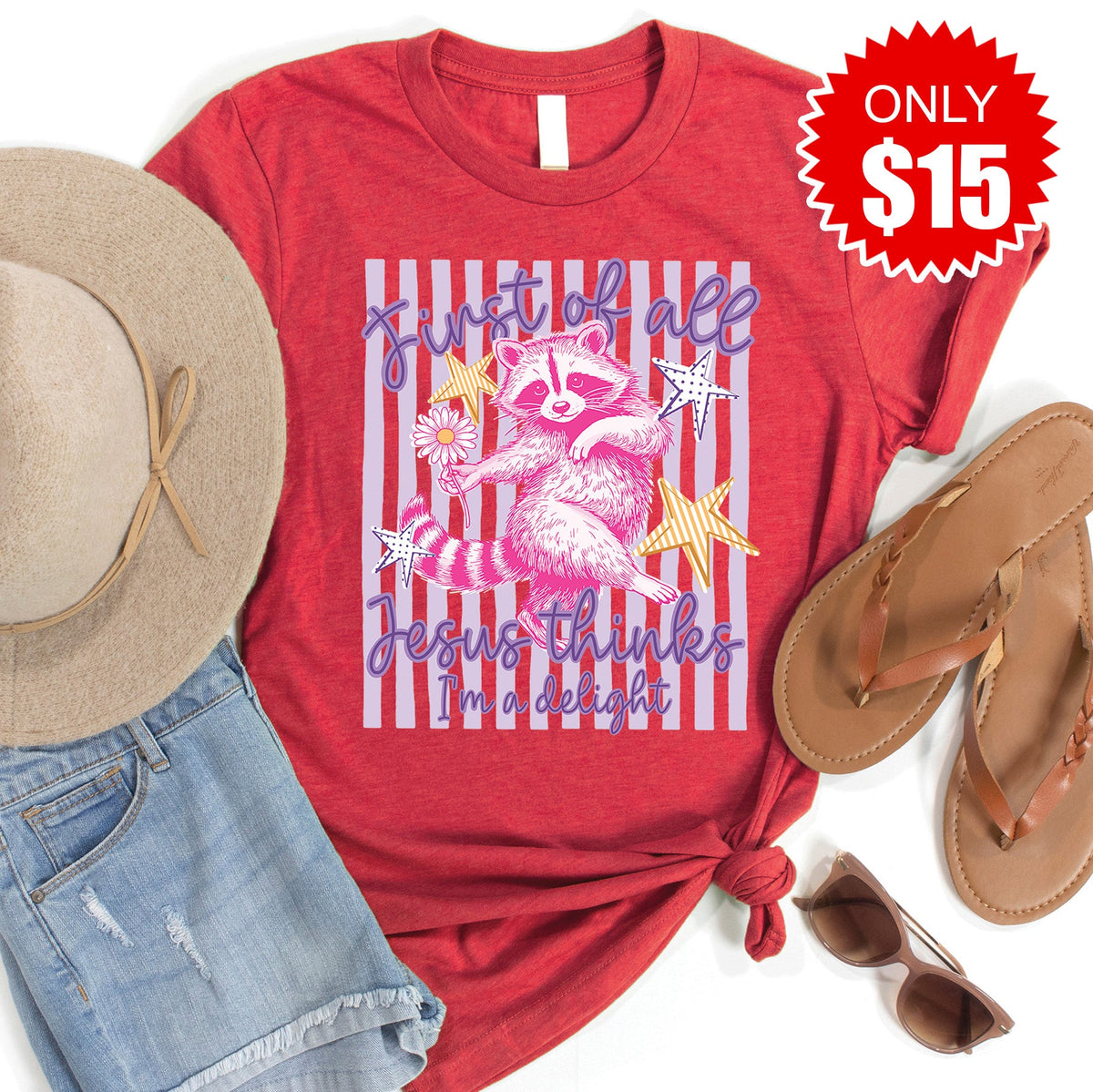 Jesus Thinks Im A Delight Tee - Heather Scarlet - 15 product image 1