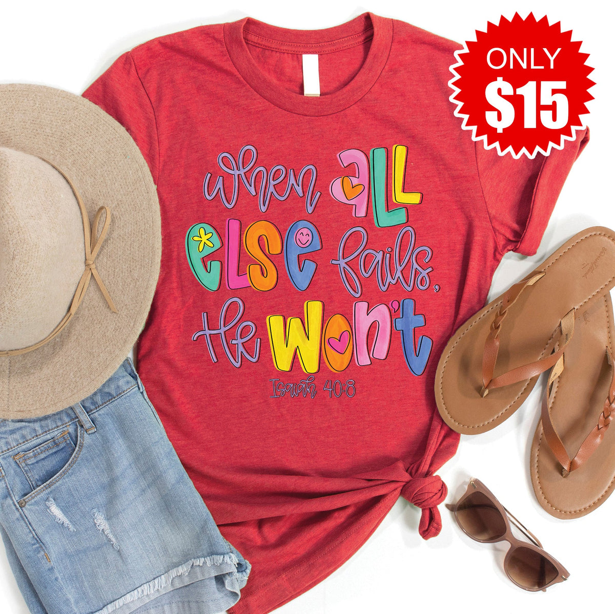 He Wont Fail Tee - Heather Scarlet - 15 product image 1