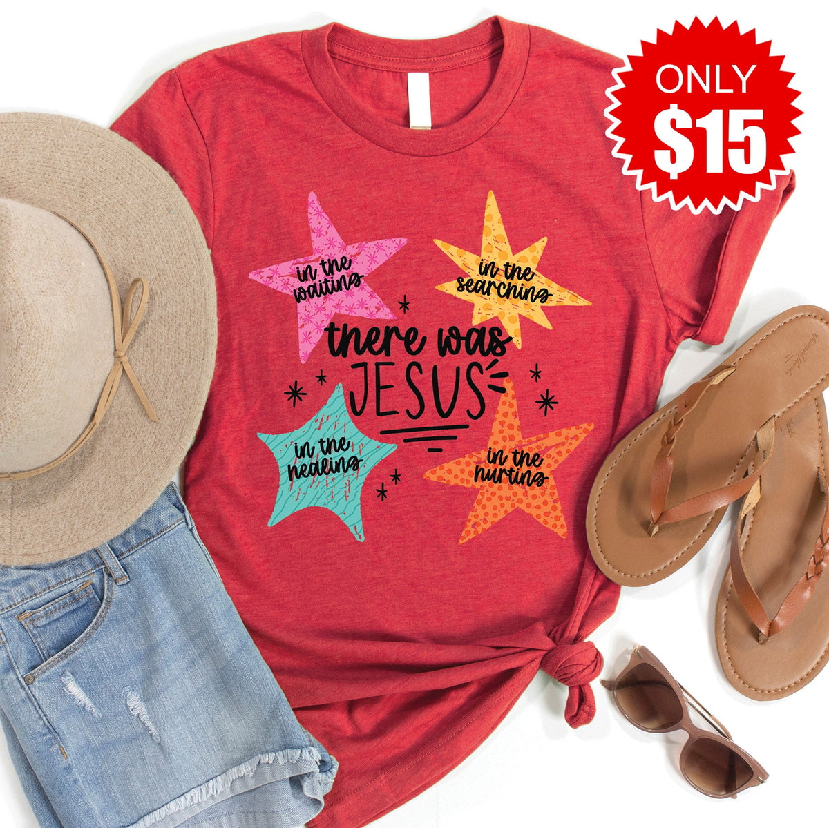 There Was Jesus Tee - Heather Scarlet - 15 product image 1