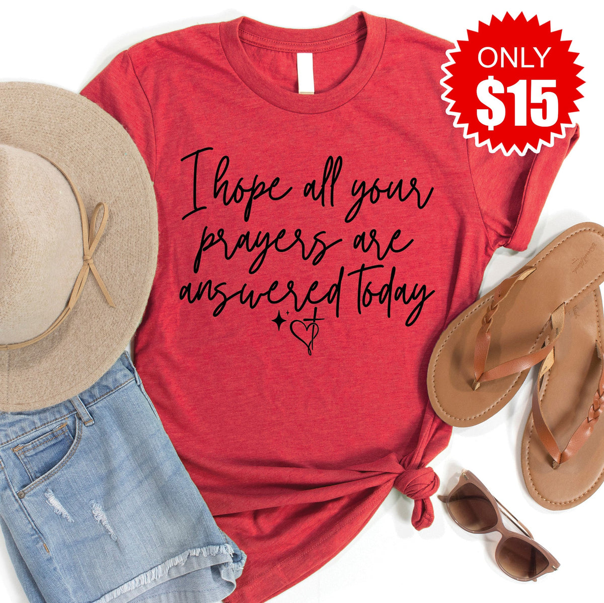 Prayers Tee - Heather Scarlet - 15 product image 1