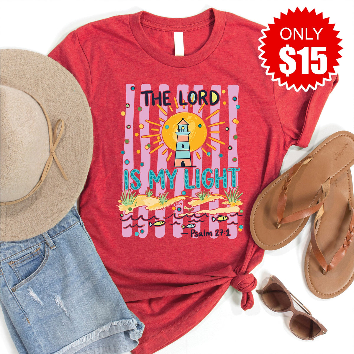 The Lord Is My Light Tee - Heather Scarlet - 15 product image 1