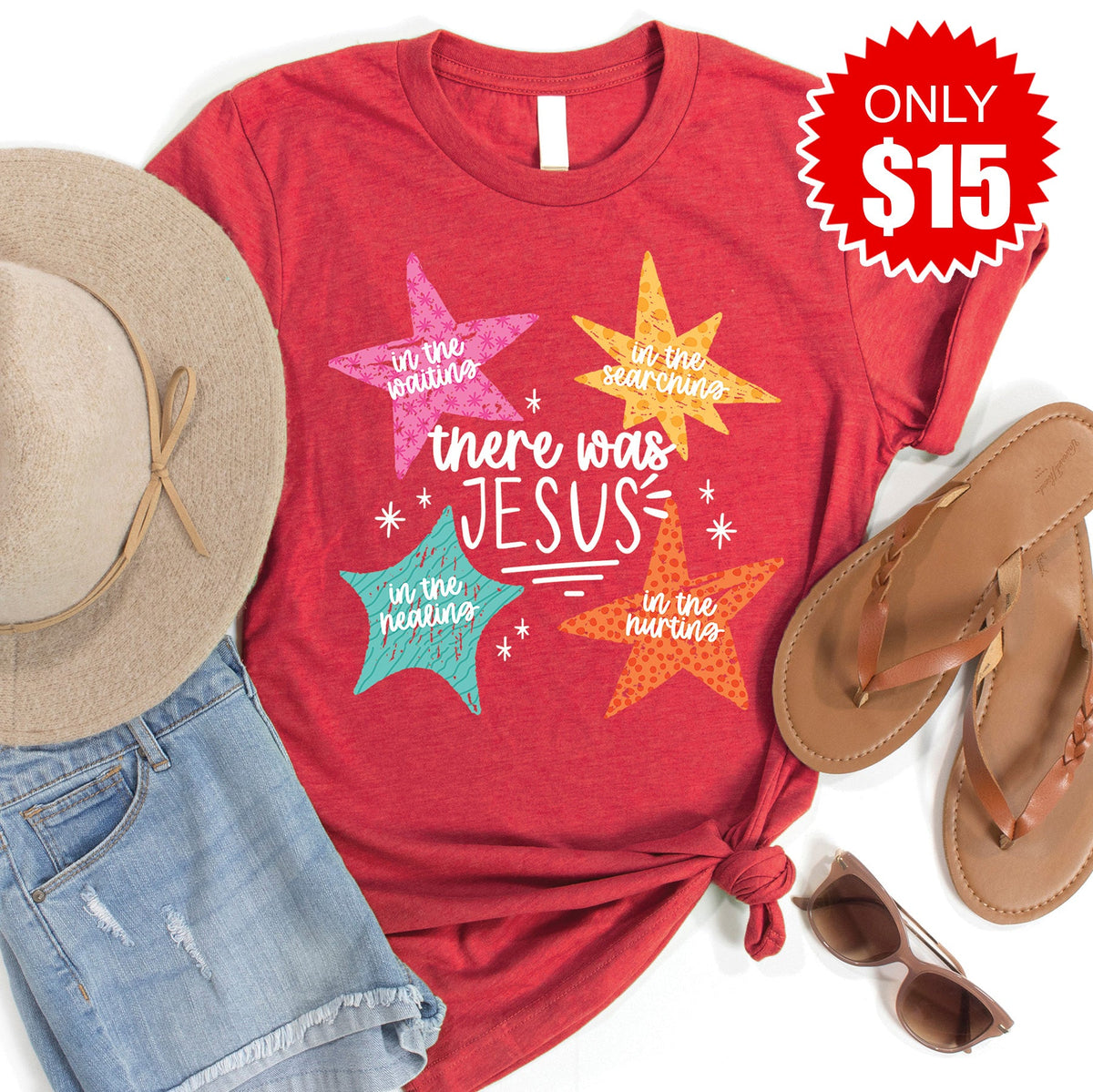 There Was Jesus Tee - Heather Scarlet - 15 product image 1