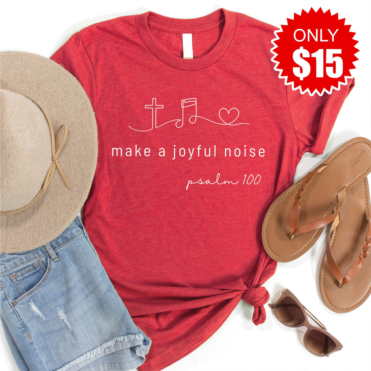 Joyful Noise Tee - Heather Scarlet - 15 product image 1