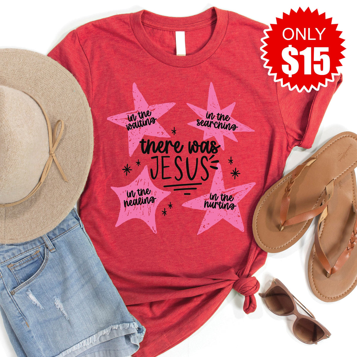 There Was Jesus Tee - Heather Scarlet - 15 product image 1