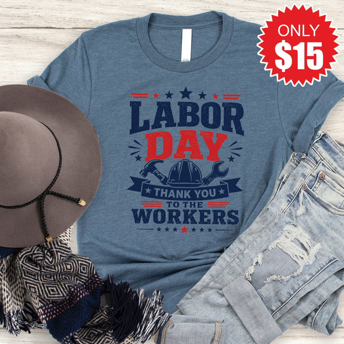 Labor Day Tee - Heather Slate - 15 product image 1