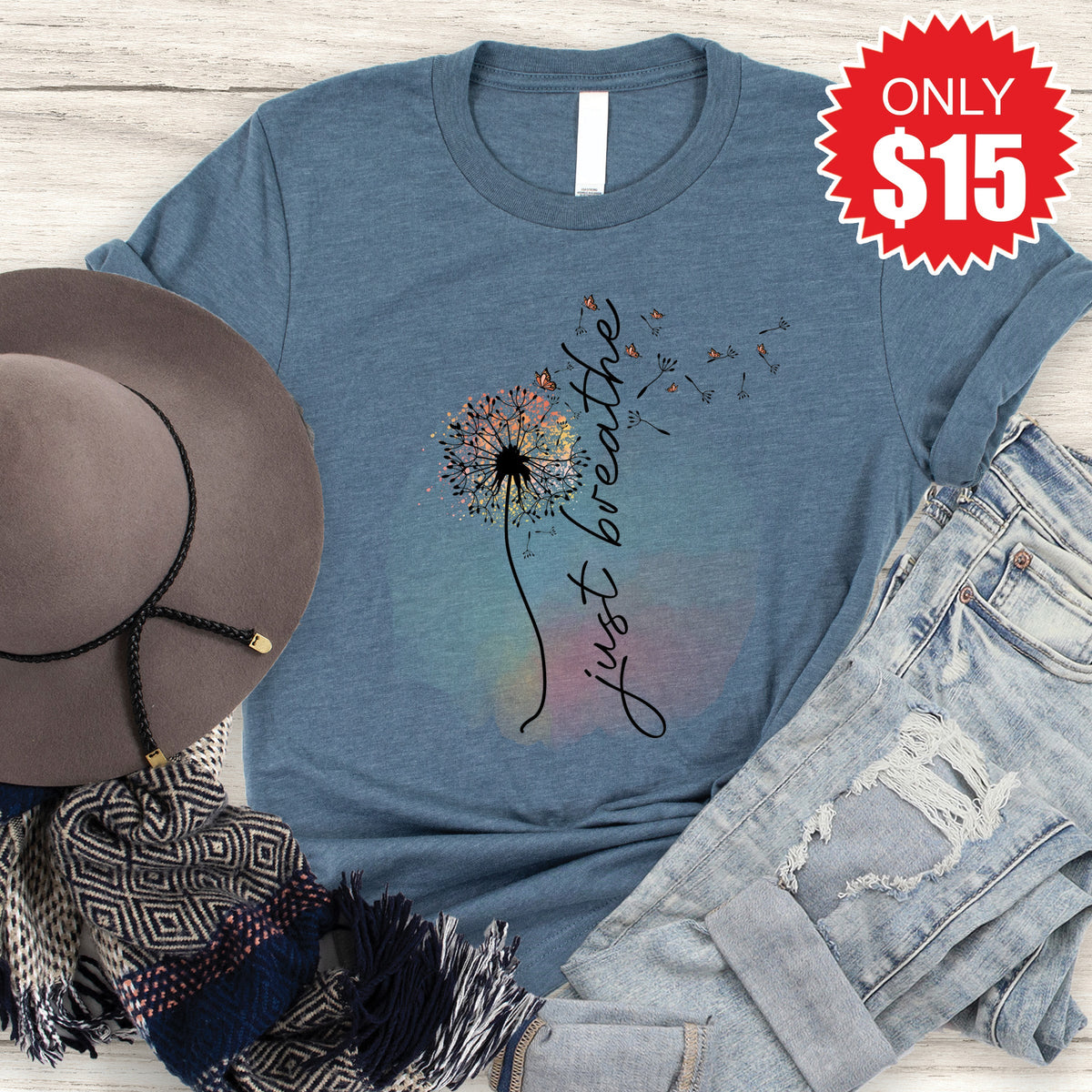 Just Breathe Tee - Heather Slate - 15 product image 1