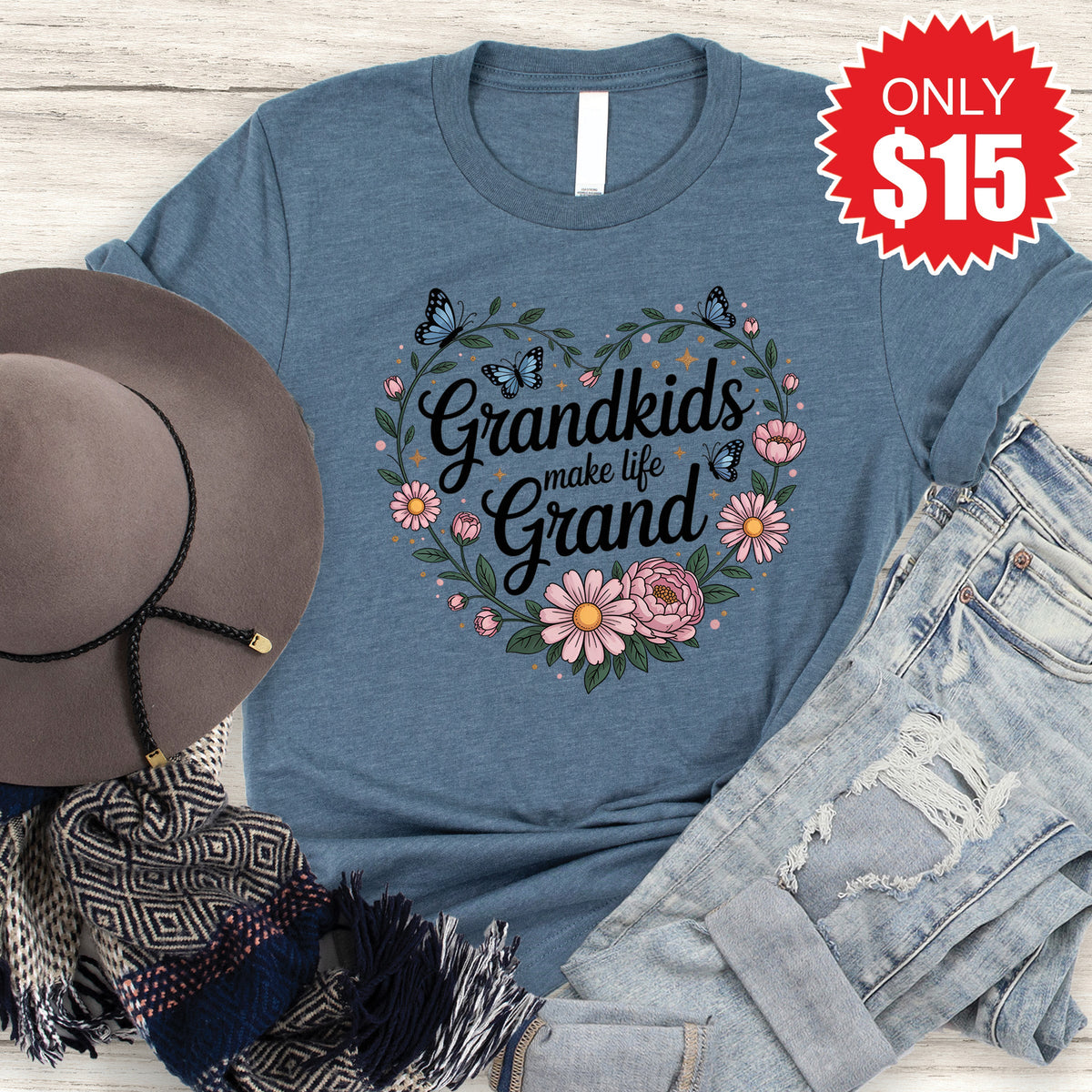 Grandkids Make Life Grand Tee - Heather Slate - 15 product image 1