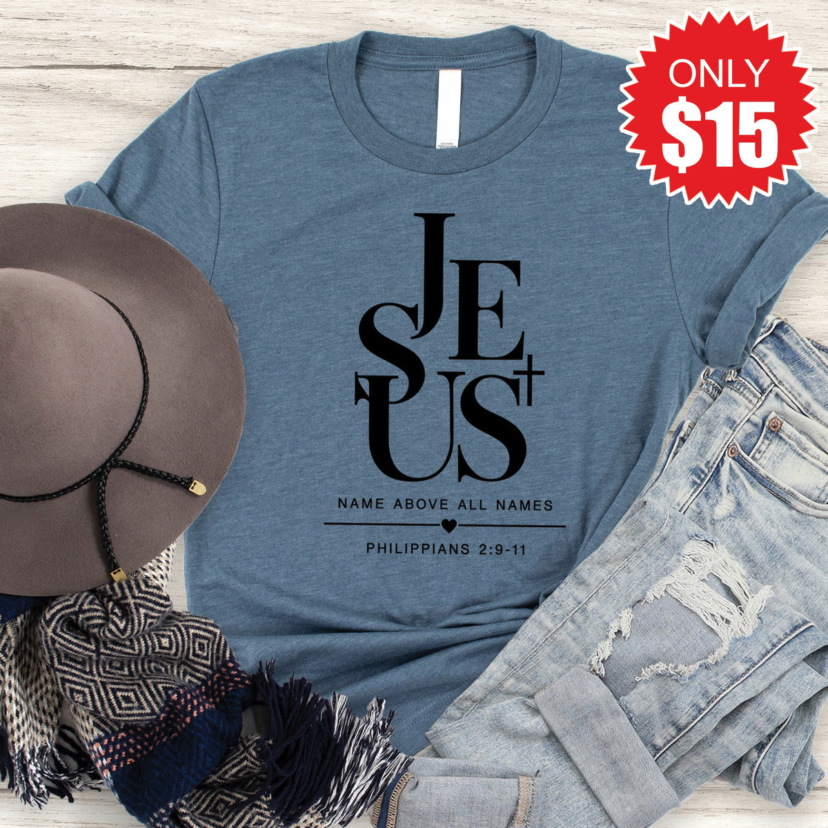 Jesus Tee - Heather Slate - 15 product image 1