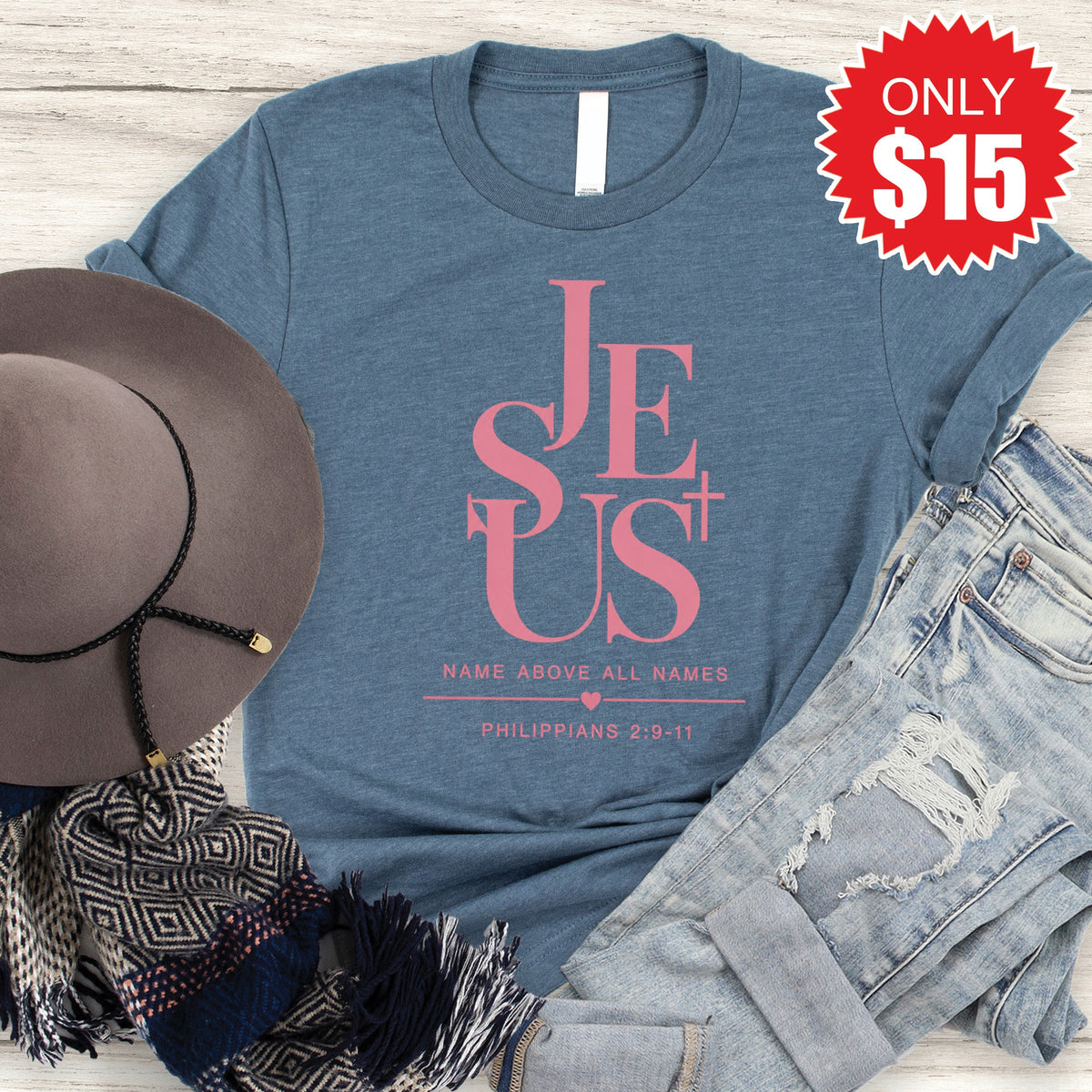 Jesus Tee - Heather Slate - 15 product image 1